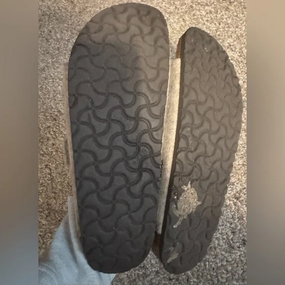 Birkenstock Wool Felt Beige Arizona Comfort Slides - Picture 3 of 4